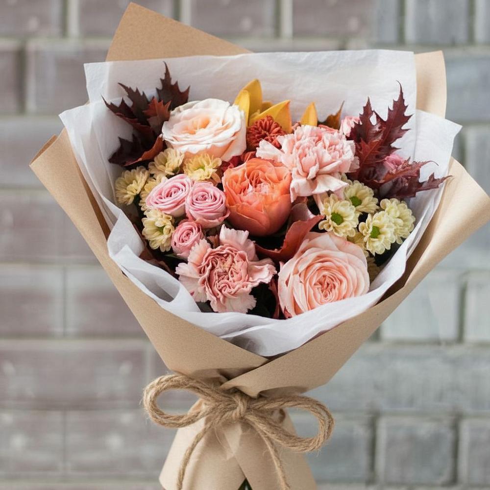 Букет цветов из: Гвоздики, Хризантемы и Розы в Верхнем Казанище