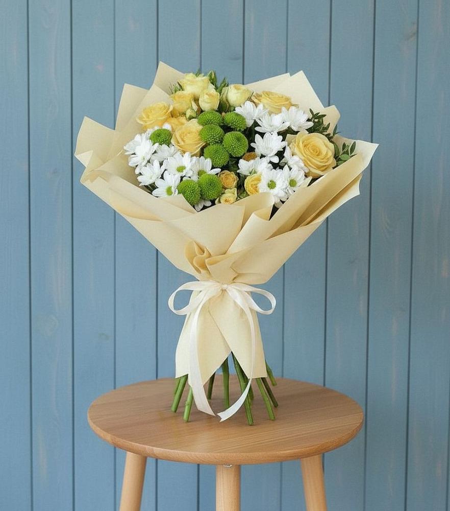 Букет цветов из: Хризантемы и Розы в Верхнем Казанище