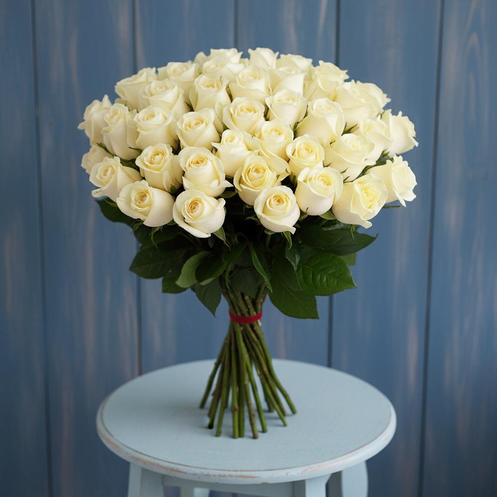 Букет 51 Белая роза Эдлесс Лав в Верхнем Казанище