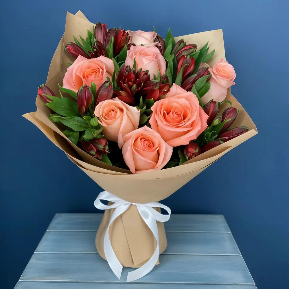 Букет цветов из: Розы и Альстромерии в Верхнем Казанище