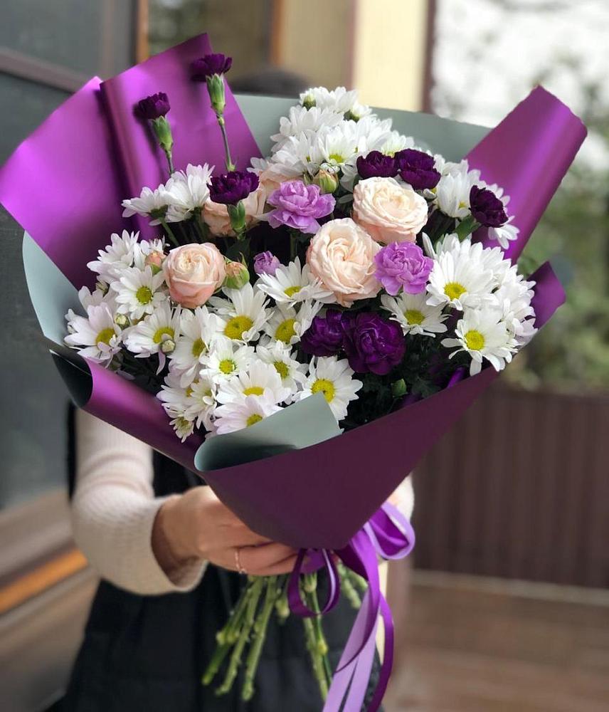 Букет цветов из: Хризантемы, Гвоздики и Розы в Верхнем Казанище