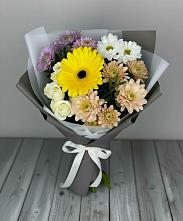 Букет цветов из:  Розы, Герберы и Хризантемы в Верхнем Казанище