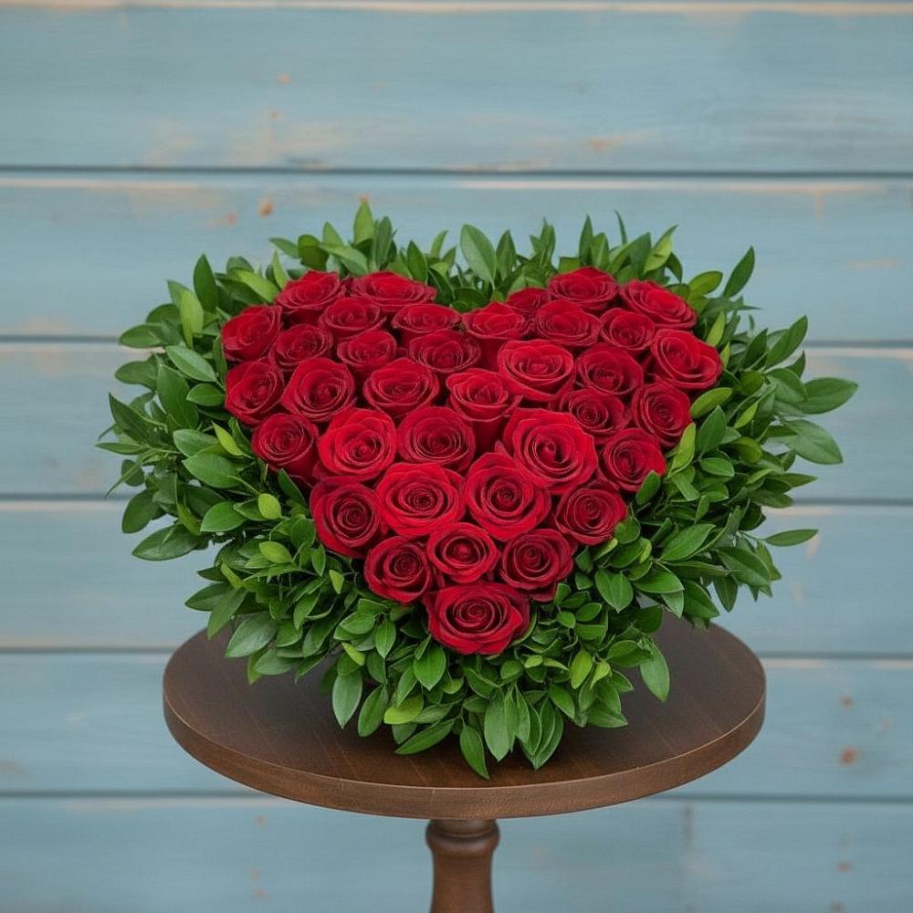 Цветочная композиция из Розы в виде сердца в Верхнем Казанище