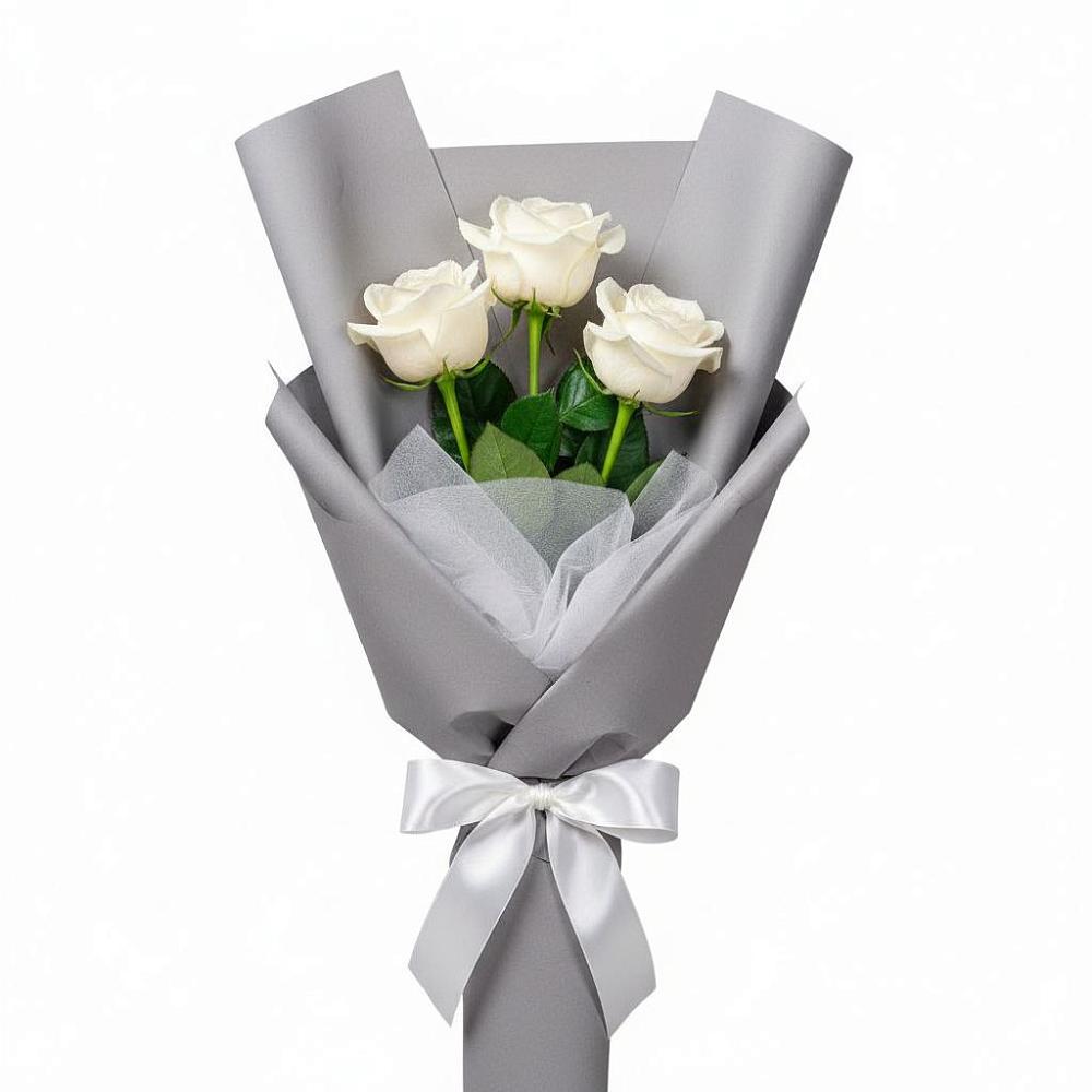Букет 3 белые розы в Верхнем Казанище