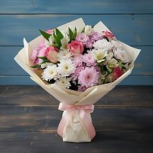 Букет цветов из:  Хризантемы, Альстромерии и Розы в Верхнем Казанище