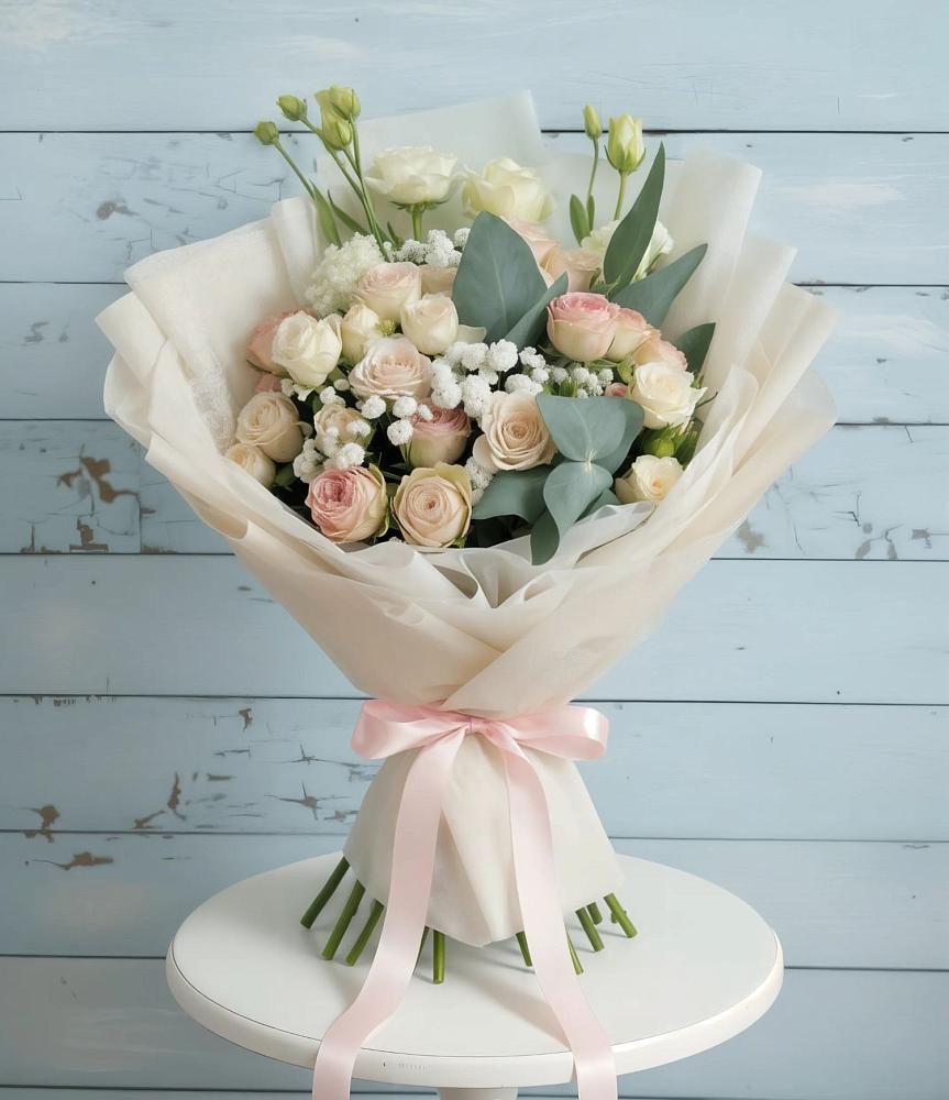 Букет цветов из: Розы и Лизиантусы в Верхнем Казанище