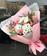 Букет цветов из:  Розы, Лизиантусы и Хризантемы в Верхнем Казанище