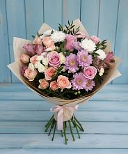 Букет цветов из:  Хризантемы, Розы и Альстромерии в Верхнем Казанище