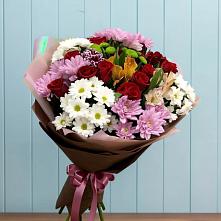 Букет цветов из:  Розы, Хризантемы и Альстромерии #REPLACE_PRED# Верхнем Казанище