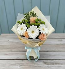 Букет цветов из:  Герберы, Розы и Хризантемы в Верхнем Казанище