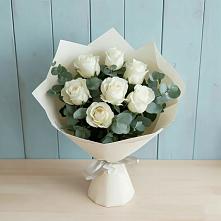 Букет Белые розы в Эвкалипте в Верхнем Казанище