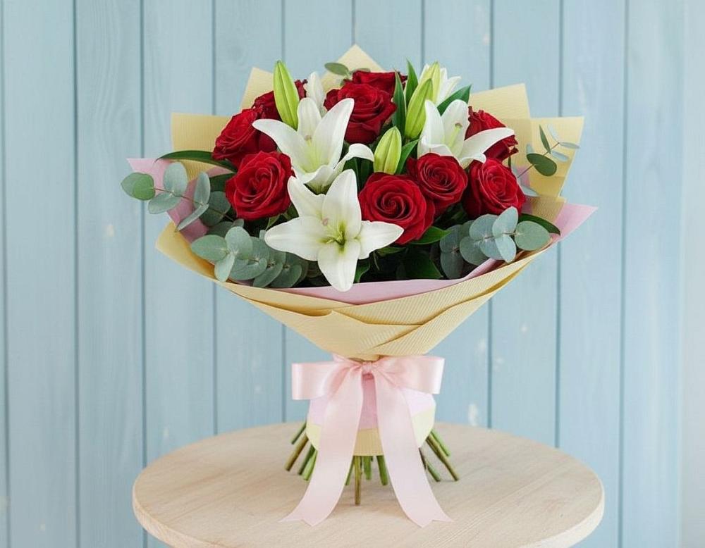Букет цветов из: Лилии и Розы в Верхнем Казанище